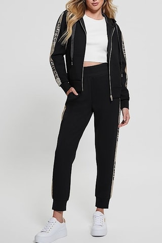 Jogging taille haute Studs - Noir et beige