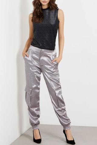Pantalon cargo taille haute Soundwave - Argenté