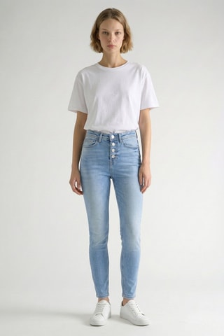 Jean skinny taille haute Fenice - Bleu clair