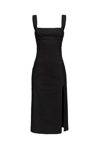 Robe fourreau en lin - Noir