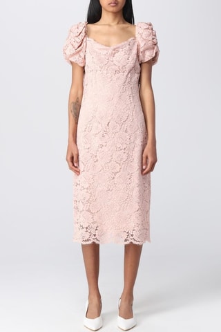 Robe droite en dentelle - Rose