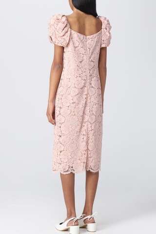 Robe droite en dentelle - Rose