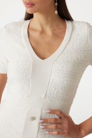 Robe fourreau en tweed Amelia - Blanc - Guess By Marciano