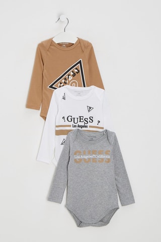 3 Rompertjes - Gemêleerd grijs, Wit en Beige
