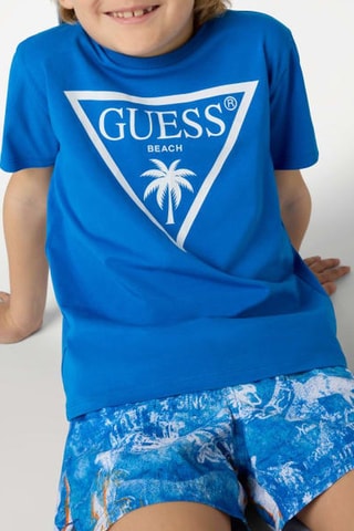 T-shirt en coton biologique Minime - Bleu électrique - Guess