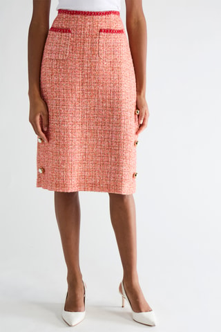 Jupe droite en tweed - Rouge
