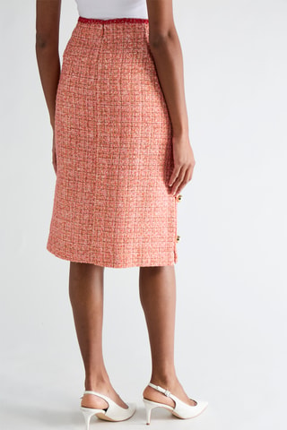 Jupe droite en tweed - Rouge