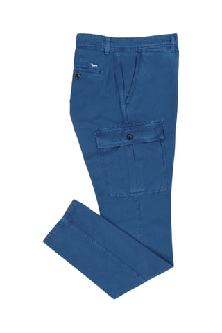 Calças cargo em linho - Azul - Harmont&Blaine