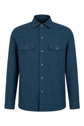 Sobrecamisa oversize em linho - Azul-marinho - Blaine
