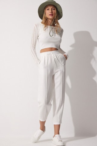 Pantaloni relaxed in lino - Bianco