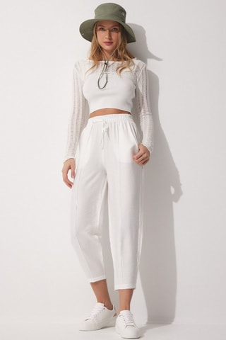 Pantaloni relaxed in lino - Bianco
