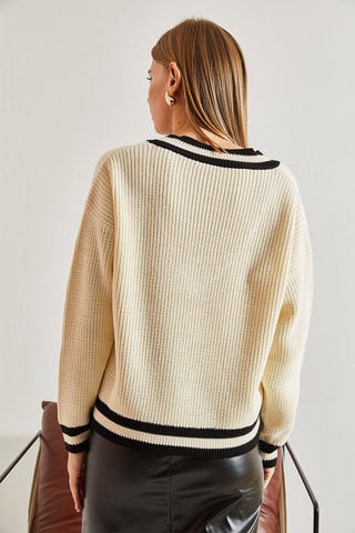 Maglia regular - Beige e nero