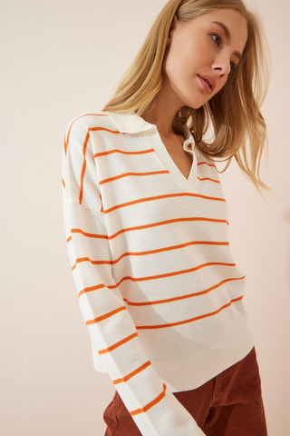 Maglia regular - Arancione e ecrù