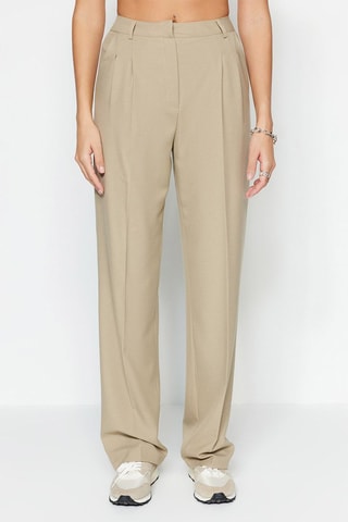 Pantaloni wide legs a vita alta - Taupe