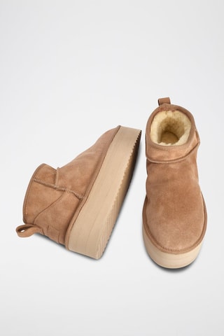 Stivaletti imbottiti platform in pelle scamosciata - Beige e marrone