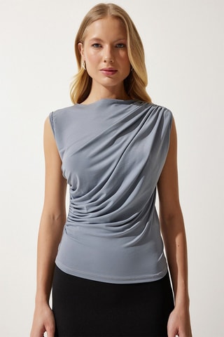 Top - Grigio e blu