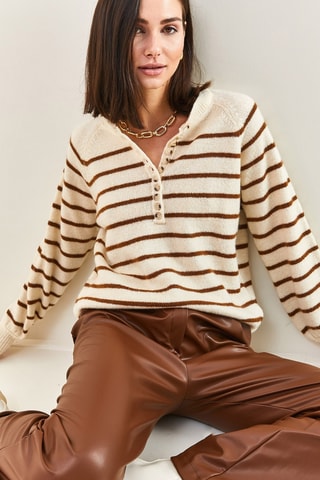 Maglia regular - Beige e marrone