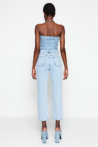Jeans straight 7/8 - Azzurro