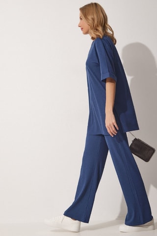 T-shirt e pantaloni wide legs - Indaco