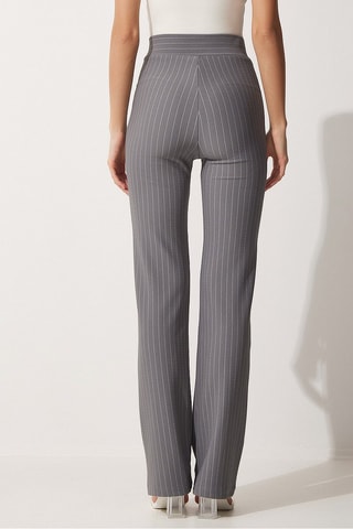 Pantaloni bootcut a vita alta - Grigio