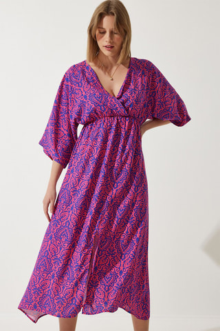 Abito midi - Rosa scuro e blu