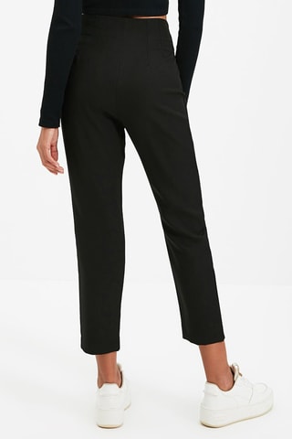 Pantaloni slim 7/8 a vita alta - Nero
