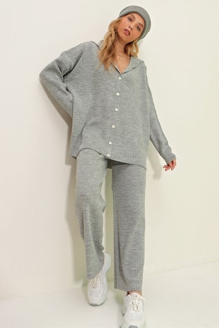 Pantaloni wide legs e gilet - Grigio