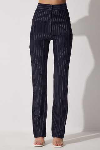Pantaloni a vita alta - Navy e bianco