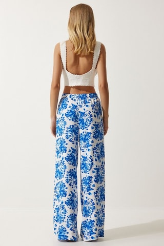 Pantaloni relaxed - Ecrù e blu
