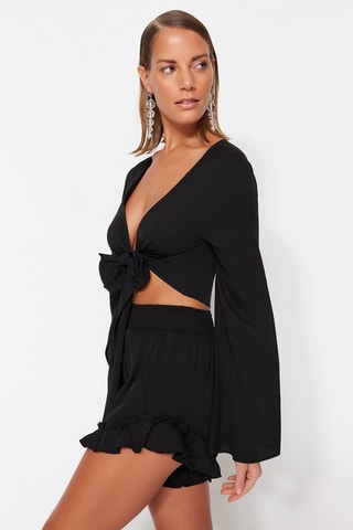 Top annodato e shorts - Nero