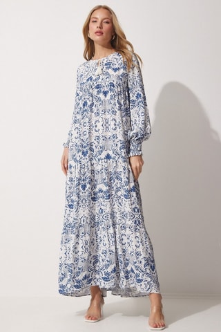 Abito lungo oversize - Blu e bianco