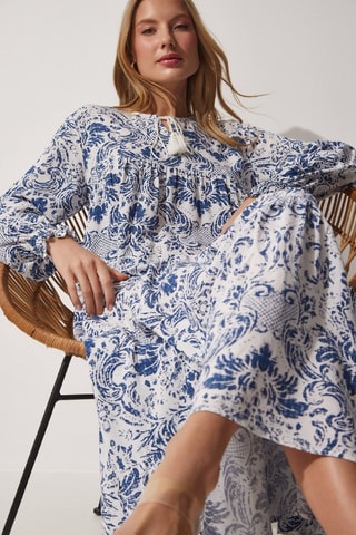 Abito lungo oversize - Blu e bianco