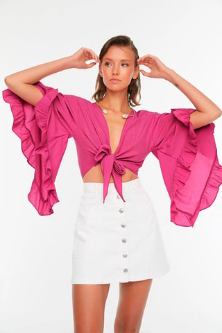 Crop top annodato - Fucsia