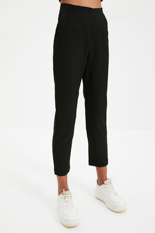 Pantaloni slim 7/8 a vita alta - Nero