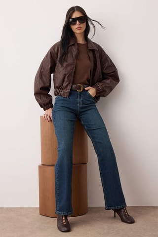 Jeans wide legs a vita alta - Blu scuro