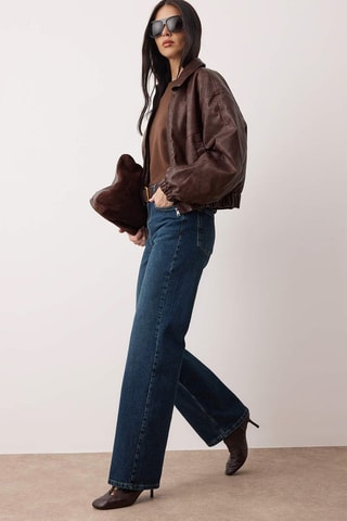 Jeans wide legs a vita alta - Blu scuro