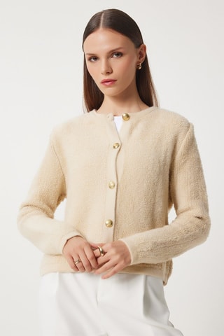 Cardigan regular in lana - Ecrù