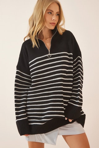 Maglia oversize in lana - Nero e bianco