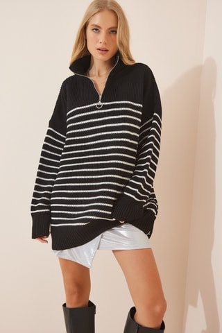 Maglia oversize in lana - Nero e bianco
