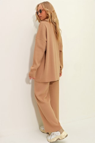 Pantaloni wide legs e gilet - Beige