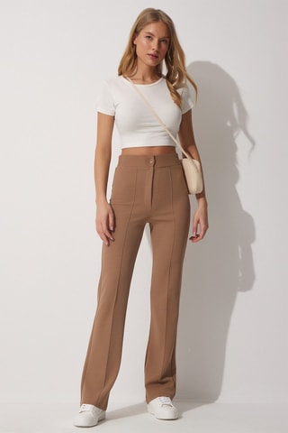 Pantaloni a vita alta - Marrone