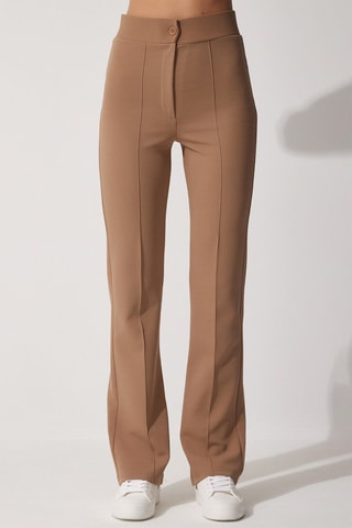 Pantaloni a vita alta - Marrone