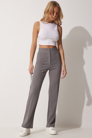 Pantaloni a vita alta - Grigio