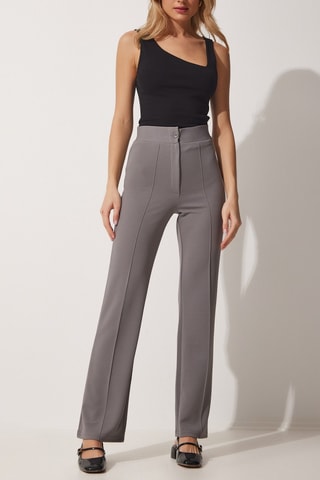Pantaloni a vita alta - Grigio