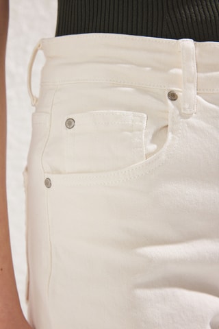 Jeans straight a vita alta - Ecrù