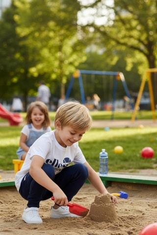 2 t-shirts e calças de treino - Branco e azul-marinho