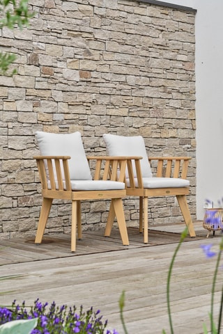 2 cadeirões em acácia Liso - Natural e branco