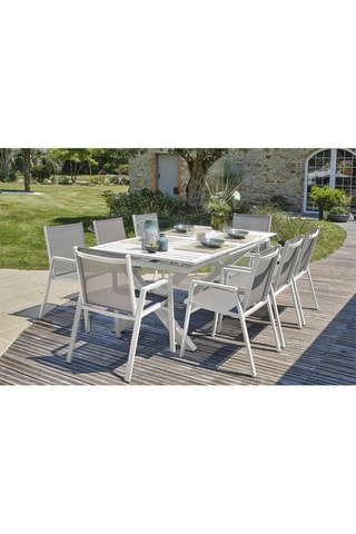 Conjunto de jardim Floride - 8 lugares - Cadeirões empilháveis - Mesa extensível