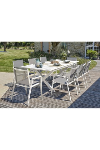 Conjunto de jardim Floride - 8 lugares - Cadeirões empilháveis - Mesa extensível