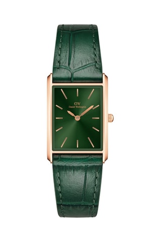 Leren Quartz Horloge - Groen en Roségoudkleurig